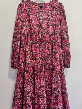 summersalt Pink & Brown Floral Tiered Maxi Dress